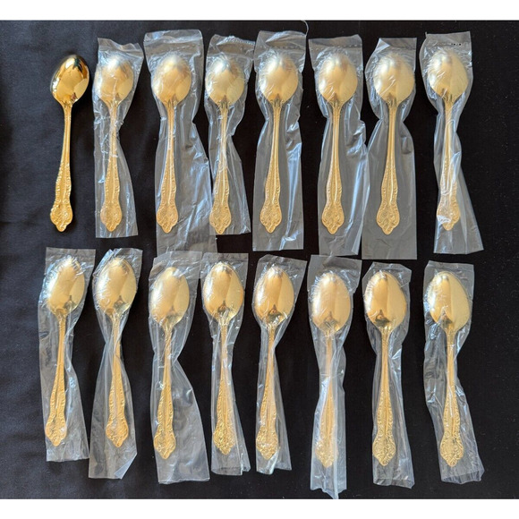 Vtg Stanley Roberts Flatware Golden Dynasty Gold Electroplate 54 PC Svc 8 MINT - Picture 7 of 14